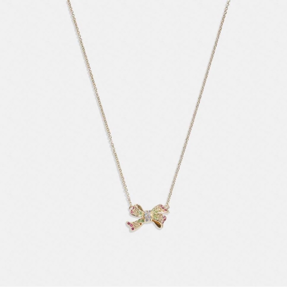 COACH Pavé Bow Pendant Necklace - Picture 4 of 8